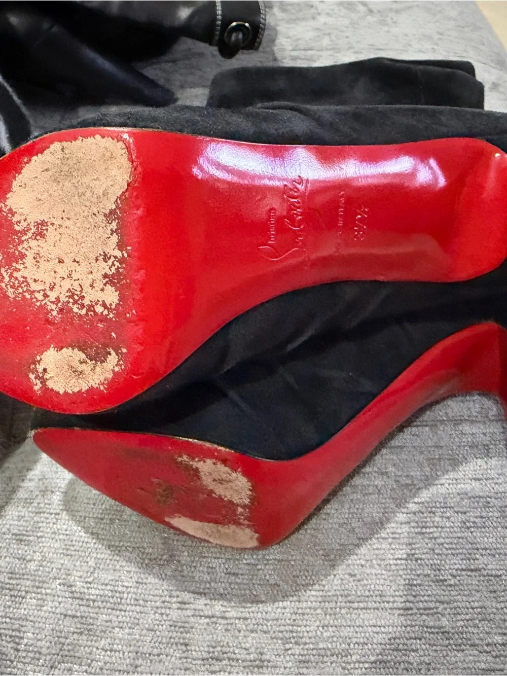 Authentic Christian Louboutin Black Suede Slouch Boots – Size 37.5 (US 7.5)